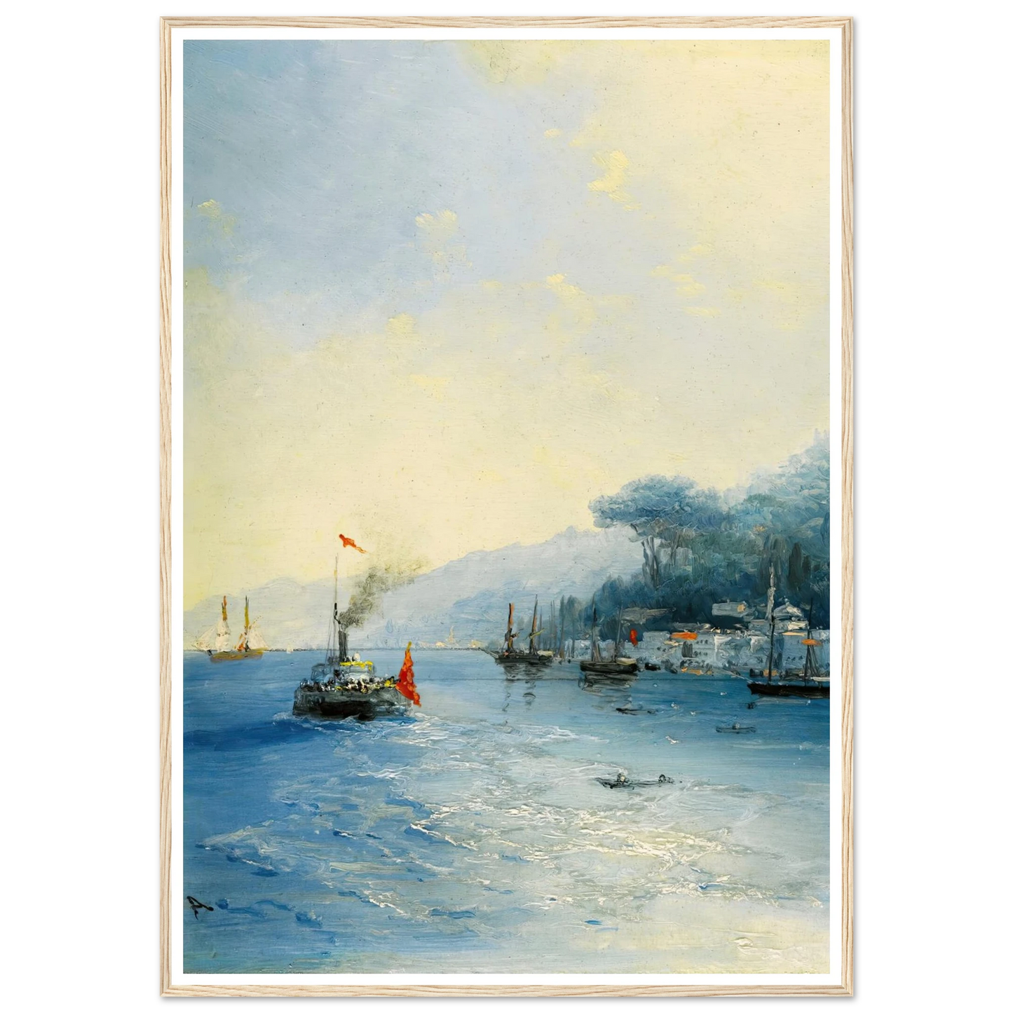 Shipping On The Bosphorus, Constantinople (1900) Art Print | Ivan Konstantinovich Aivazovsky - Framed Poster - 30x40 cm / 12x16″ - Black frame
