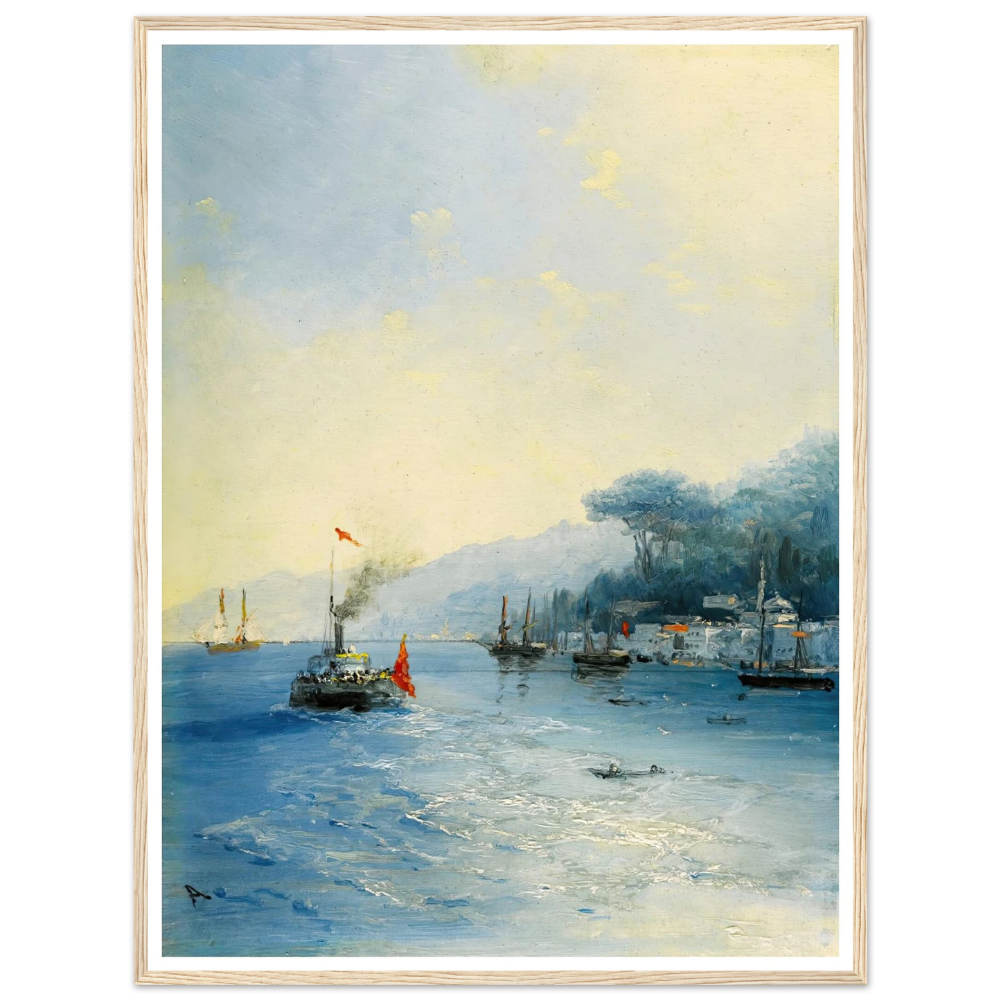 Shipping On The Bosphorus, Constantinople (1900) Art Print | Ivan Konstantinovich Aivazovsky - Framed Poster - 30x40 cm / 12x16″ - Black frame