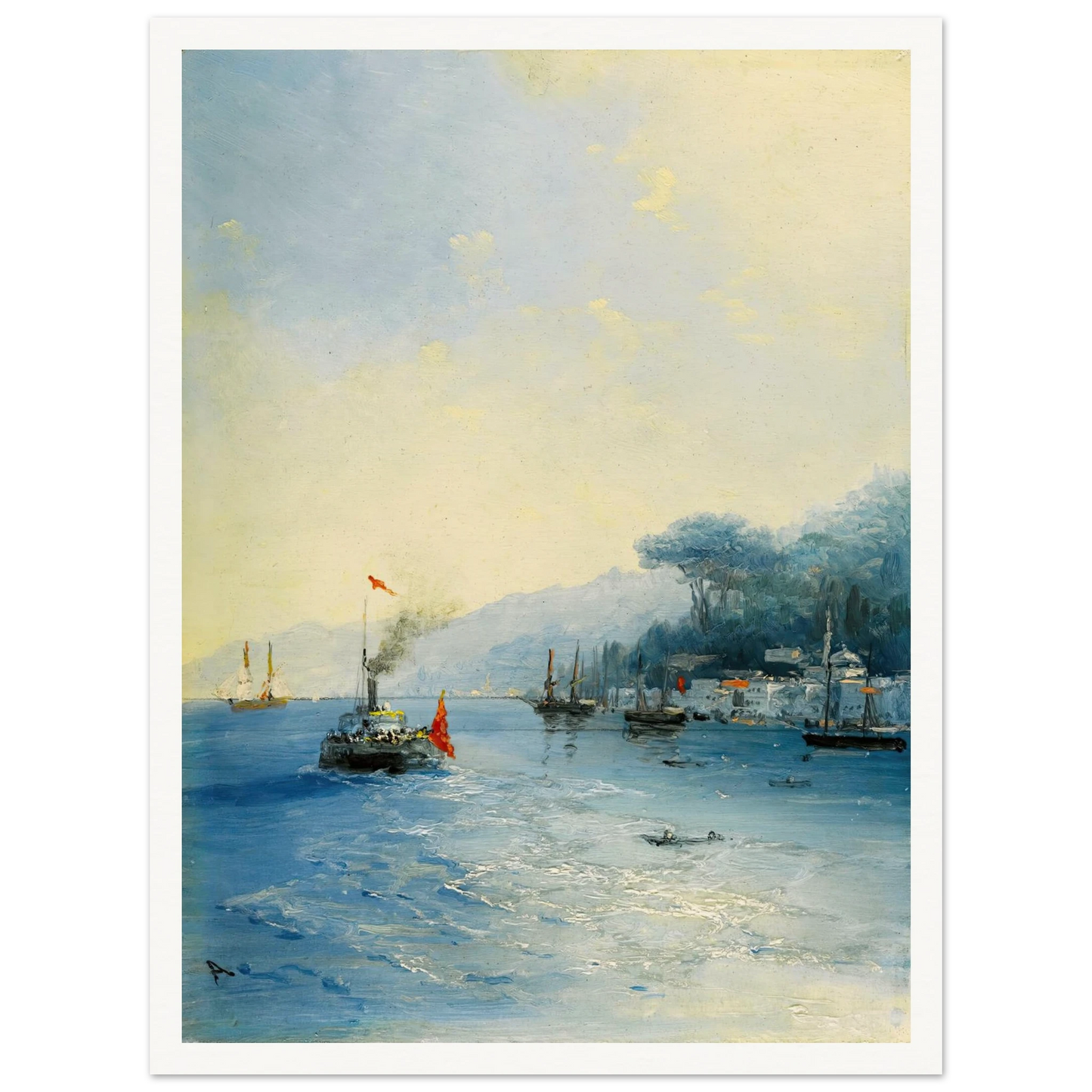 Shipping On The Bosphorus, Constantinople (1900) Art Print | Ivan Konstantinovich Aivazovsky - Framed Poster - 30x40 cm / 12x16″ - Black frame