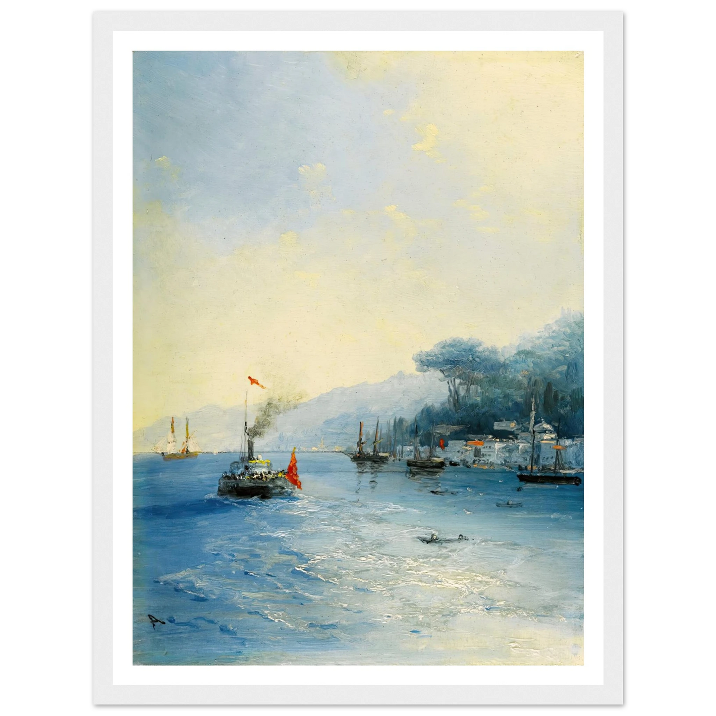 Shipping On The Bosphorus, Constantinople (1900) Art Print | Ivan Konstantinovich Aivazovsky - Framed Poster - 30x40 cm / 12x16″ - Black frame