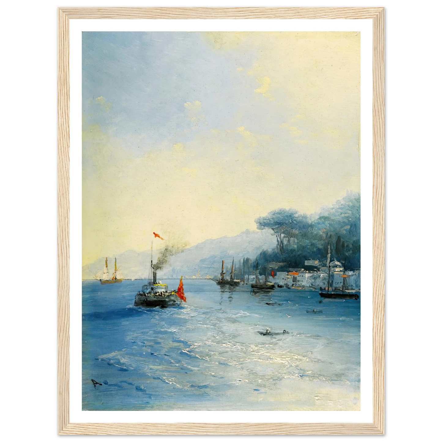 Shipping On The Bosphorus, Constantinople (1900) Art Print | Ivan Konstantinovich Aivazovsky - Framed Poster - 30x40 cm / 12x16″ - Black frame