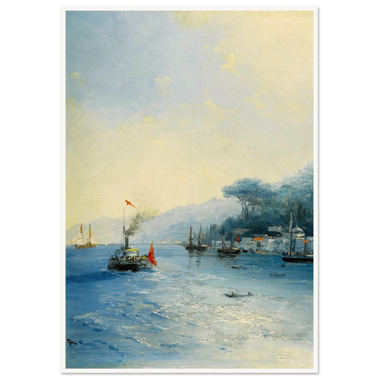 Shipping On The Bosphorus, Constantinople (1900) Art Print | Ivan Konstantinovich Aivazovsky - Framed Poster - 30x40 cm / 12x16″ - Black frame