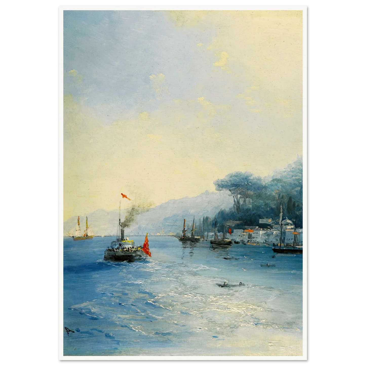 Shipping On The Bosphorus, Constantinople (1900) Art Print | Ivan Konstantinovich Aivazovsky - Framed Poster - 30x40 cm / 12x16″ - Black frame