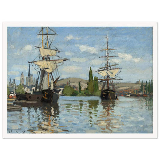 Ships Riding on the Seine at Rouen (1872-1873) Art Print | Claude Monet - Framed Poster - 30x40 cm / 12x16″ - Black frame