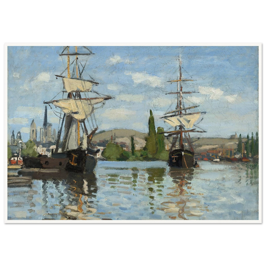 Ships Riding on the Seine at Rouen (1872-1873) Art Print | Claude Monet - Framed Poster - 30x40 cm / 12x16″ - Black frame
