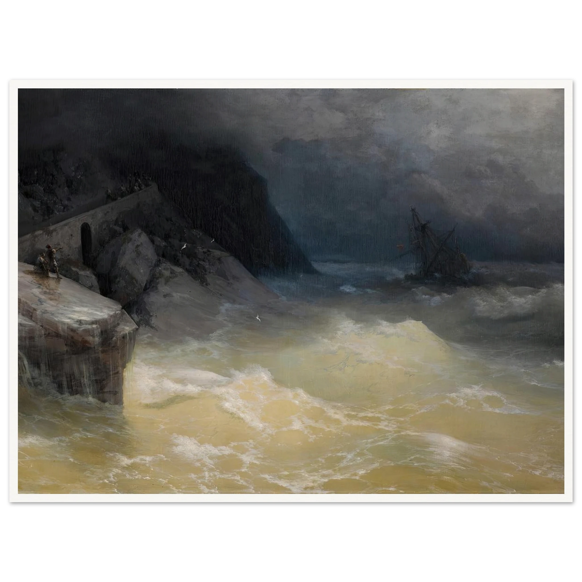 Shipwreck off the Black Sea Coast ( 1887) Art Print | Ivan Konstantinovich Aivazovsky - Framed Poster - 30x40 cm / 12x16″ - Black frame