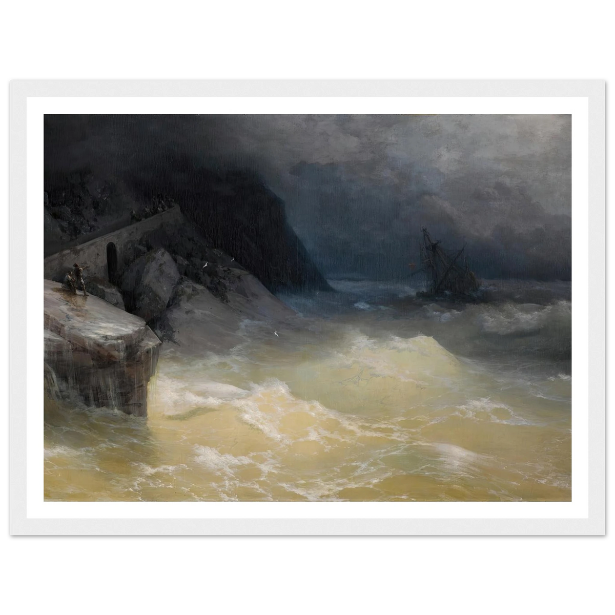 Shipwreck off the Black Sea Coast ( 1887) Art Print | Ivan Konstantinovich Aivazovsky - Framed Poster - 30x40 cm / 12x16″ - Black frame