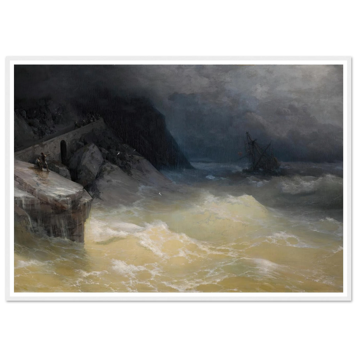 Shipwreck off the Black Sea Coast ( 1887) Art Print | Ivan Konstantinovich Aivazovsky - Framed Poster - 30x40 cm / 12x16″ - Black frame