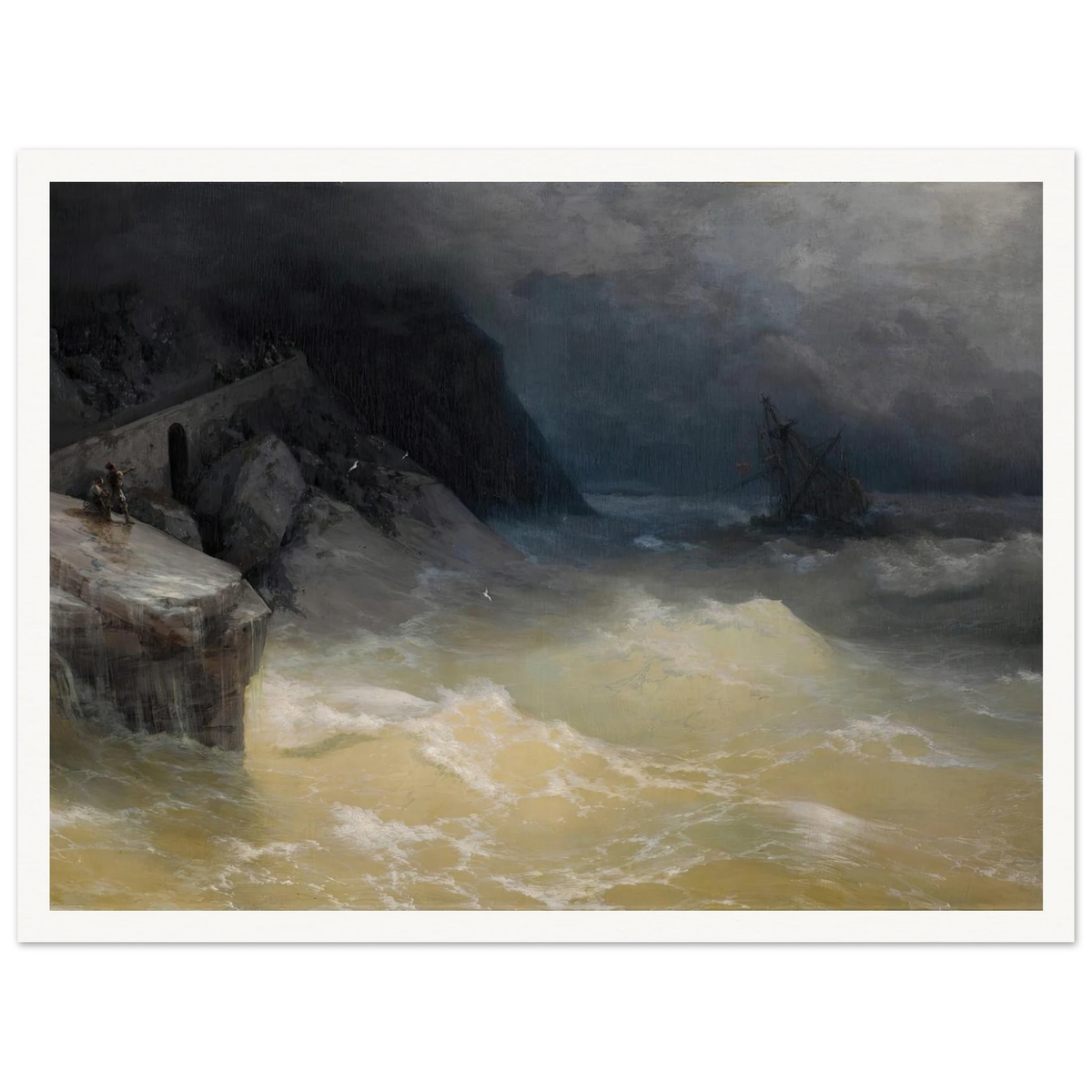 Shipwreck off the Black Sea Coast ( 1887) Art Print | Ivan Konstantinovich Aivazovsky - Framed Poster - 30x40 cm / 12x16″ - Black frame