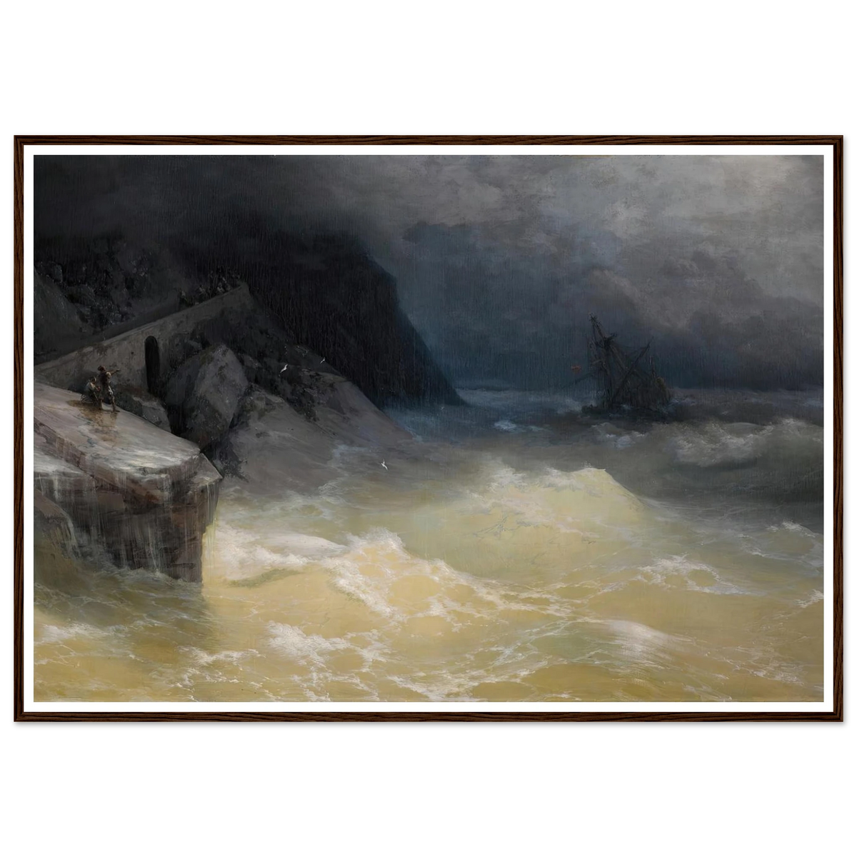 Shipwreck off the Black Sea Coast ( 1887) Art Print | Ivan Konstantinovich Aivazovsky - Framed Poster - 30x40 cm / 12x16″ - Black frame