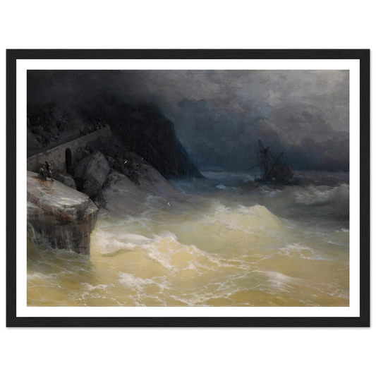 Shipwreck off the Black Sea Coast ( 1887) Art Print | Ivan Konstantinovich Aivazovsky - Framed Poster - 30x40 cm / 12x16″ - Black frame