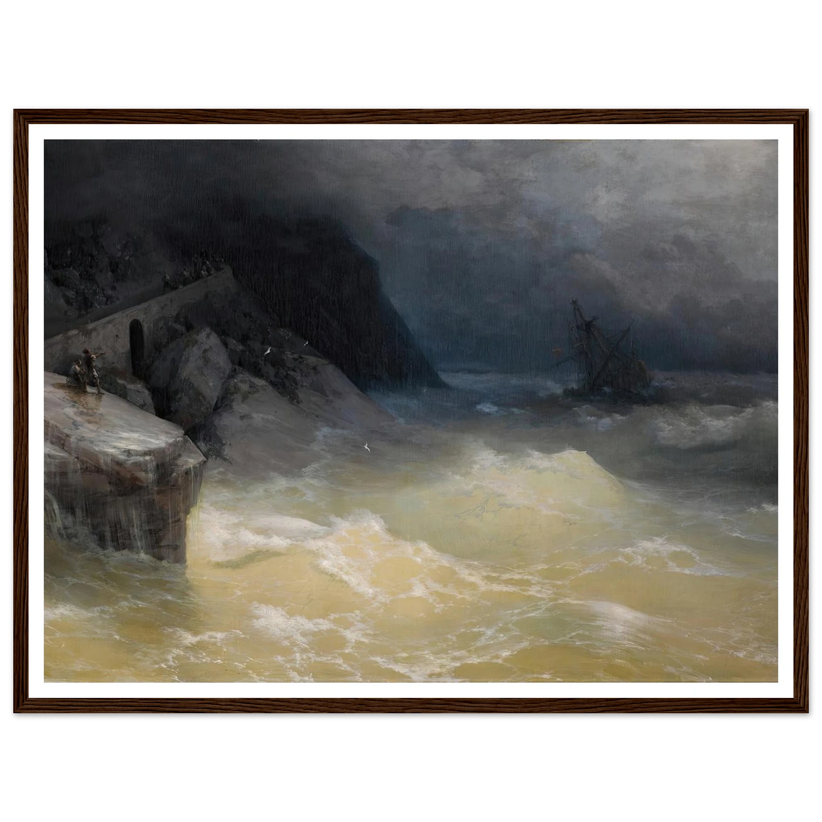 Shipwreck off the Black Sea Coast ( 1887) Art Print | Ivan Konstantinovich Aivazovsky - Framed Poster - 30x40 cm / 12x16″ - Black frame