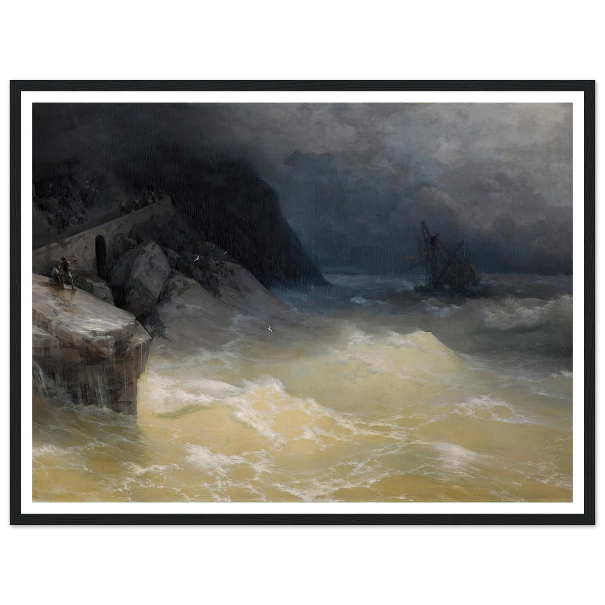 Shipwreck off the Black Sea Coast ( 1887) Art Print | Ivan Konstantinovich Aivazovsky - Framed Poster - 30x40 cm / 12x16″ - Black frame