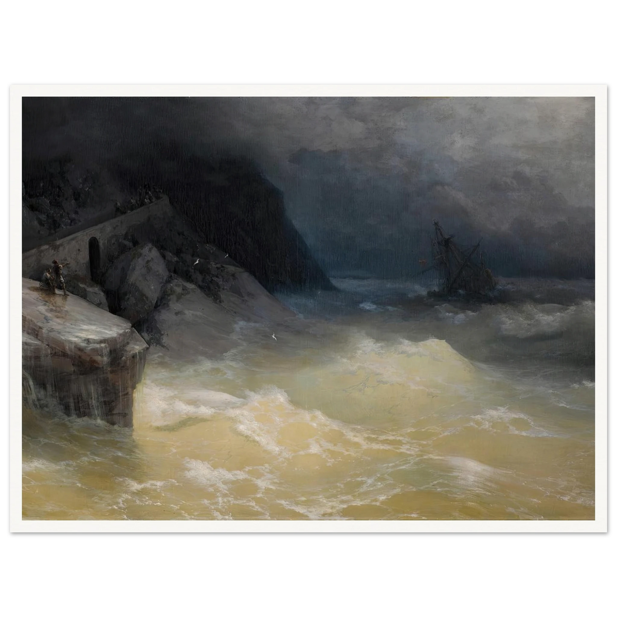 Shipwreck off the Black Sea Coast ( 1887) Art Print | Ivan Konstantinovich Aivazovsky - Framed Poster - 30x40 cm / 12x16″ - Black frame
