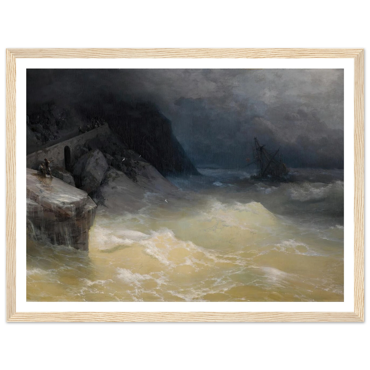 Shipwreck off the Black Sea Coast ( 1887) Art Print | Ivan Konstantinovich Aivazovsky - Framed Poster - 30x40 cm / 12x16″ - Black frame