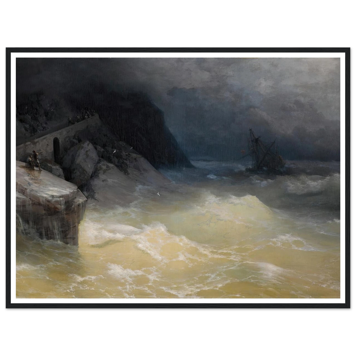 Shipwreck off the Black Sea Coast ( 1887) Art Print | Ivan Konstantinovich Aivazovsky - Framed Poster - 30x40 cm / 12x16″ - Black frame