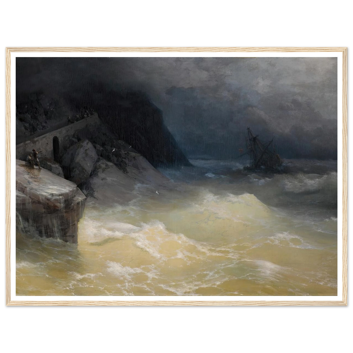 Shipwreck off the Black Sea Coast ( 1887) Art Print | Ivan Konstantinovich Aivazovsky - Framed Poster - 30x40 cm / 12x16″ - Black frame