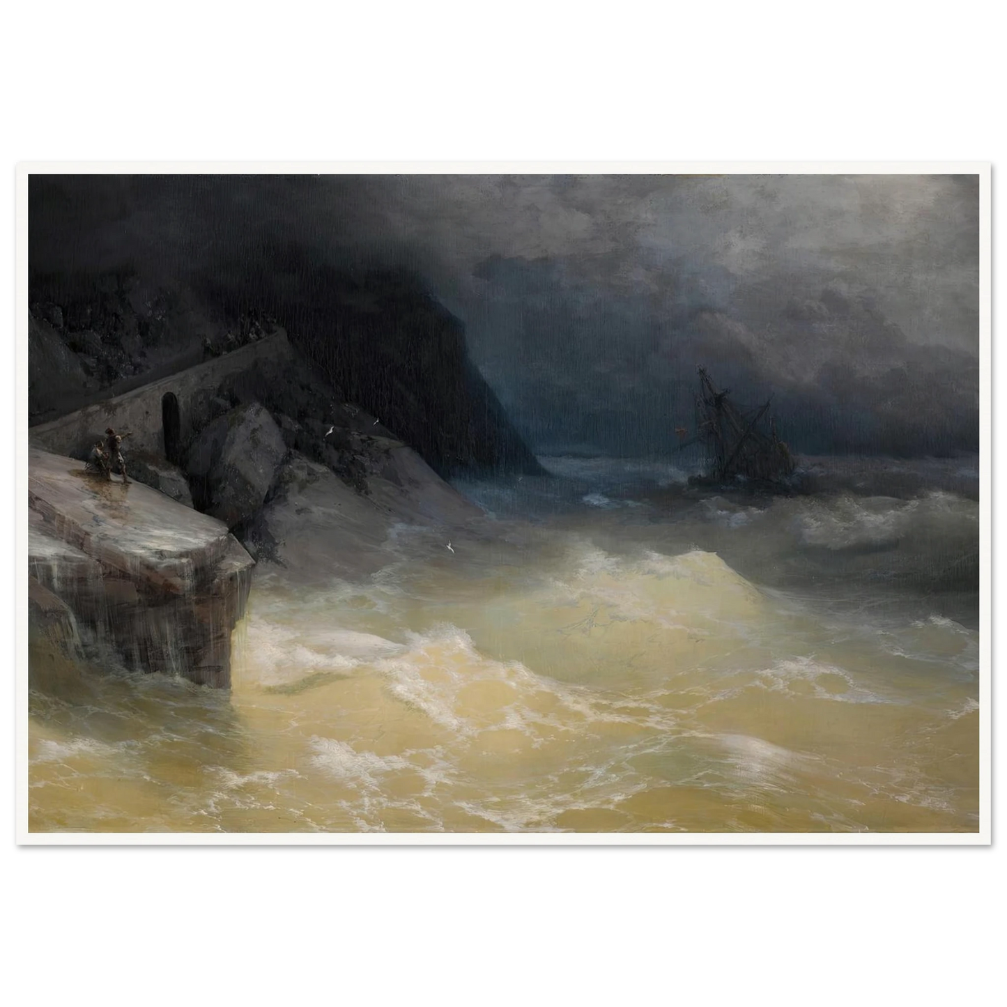 Shipwreck off the Black Sea Coast ( 1887) Art Print | Ivan Konstantinovich Aivazovsky - Framed Poster - 30x40 cm / 12x16″ - Black frame