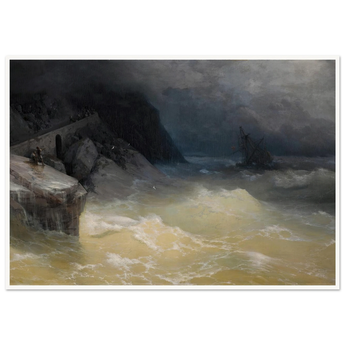 Shipwreck off the Black Sea Coast ( 1887) Art Print | Ivan Konstantinovich Aivazovsky - Framed Poster - 30x40 cm / 12x16″ - Black frame