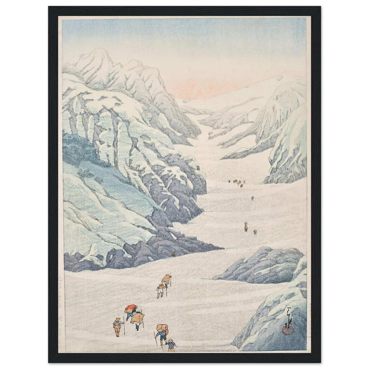 Shirouma no sekkei (Snow valley of Mount Shirouma) (1932) Art Print | Kawase Hasui - Framed Poster - 30x40 cm / 12x16″ - Black frame