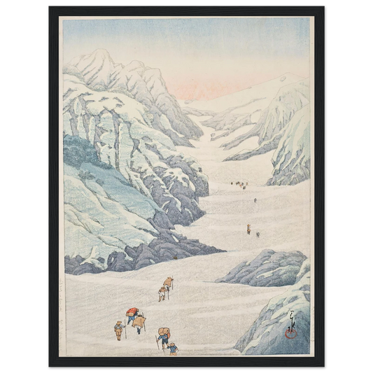 Shirouma no sekkei (Snow valley of Mount Shirouma) (1932) Art Print | Kawase Hasui - Framed Poster - 30x40 cm / 12x16″ - Black frame