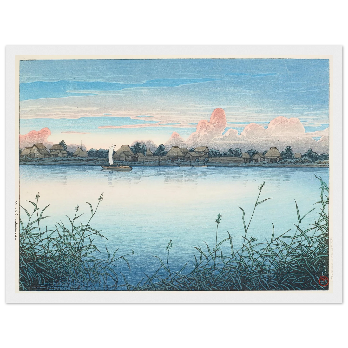 Shugetsu no Urayasu (Urayasu in early autumn) (1931) Art Print | Kawase Hasui - Framed Poster - 30x40 cm / 12x16″ - Black frame