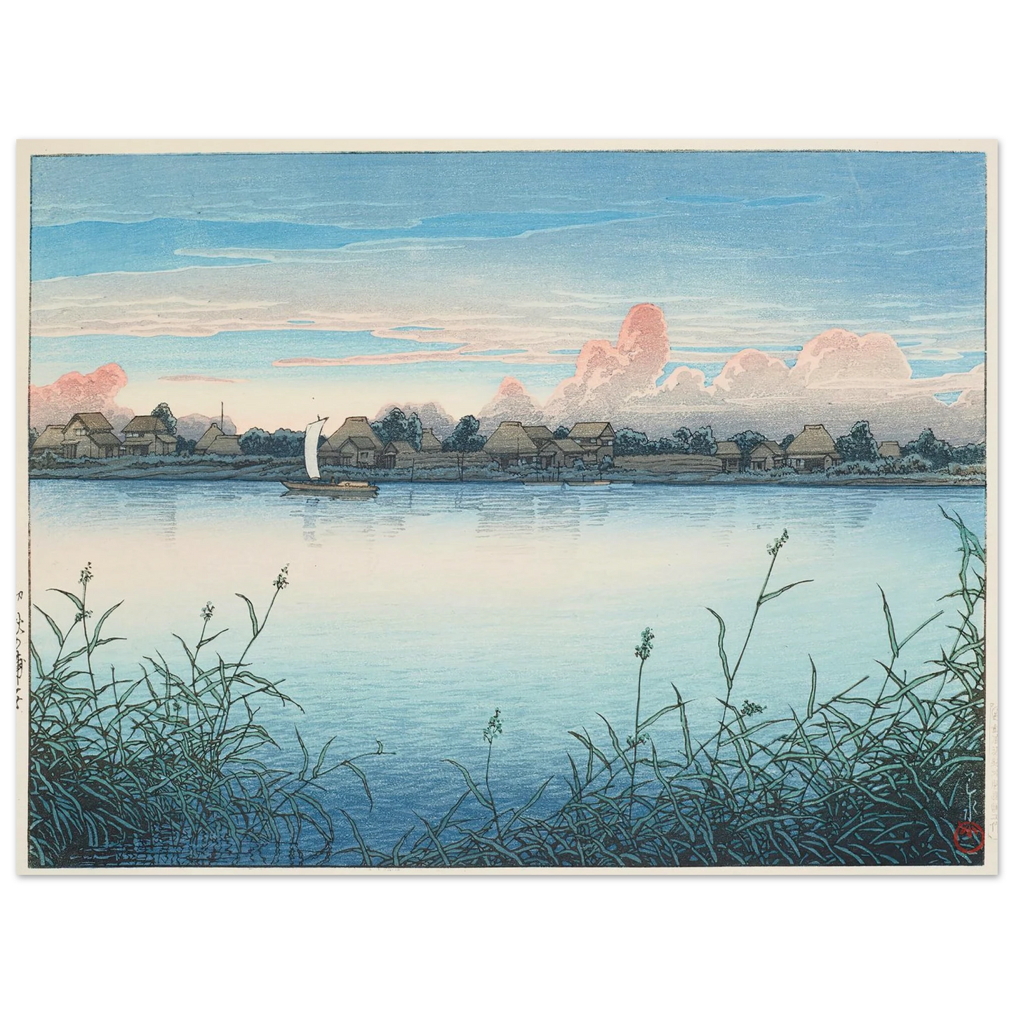 Shugetsu no Urayasu (Urayasu in early autumn) (1931) Art Print | Kawase Hasui - Framed Poster - 30x40 cm / 12x16″ - Black frame