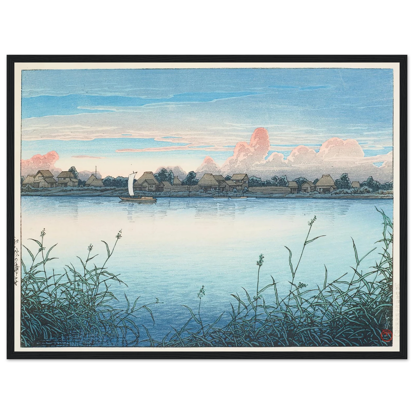 Shugetsu no Urayasu (Urayasu in early autumn) (1931) Art Print | Kawase Hasui - Framed Poster - 30x40 cm / 12x16″ - Black frame