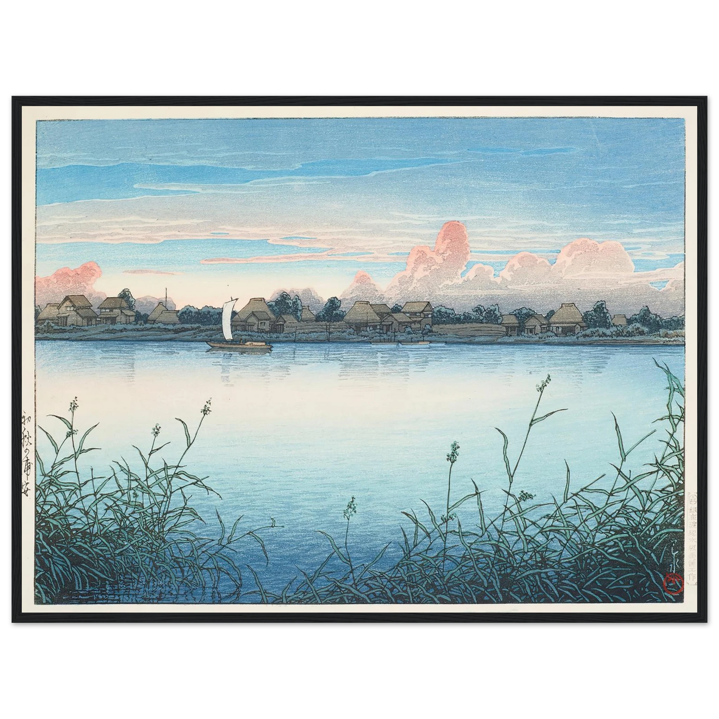 Shugetsu no Urayasu (Urayasu in early autumn) (1931) Art Print | Kawase Hasui - Framed Poster - 30x40 cm / 12x16″ - Black frame