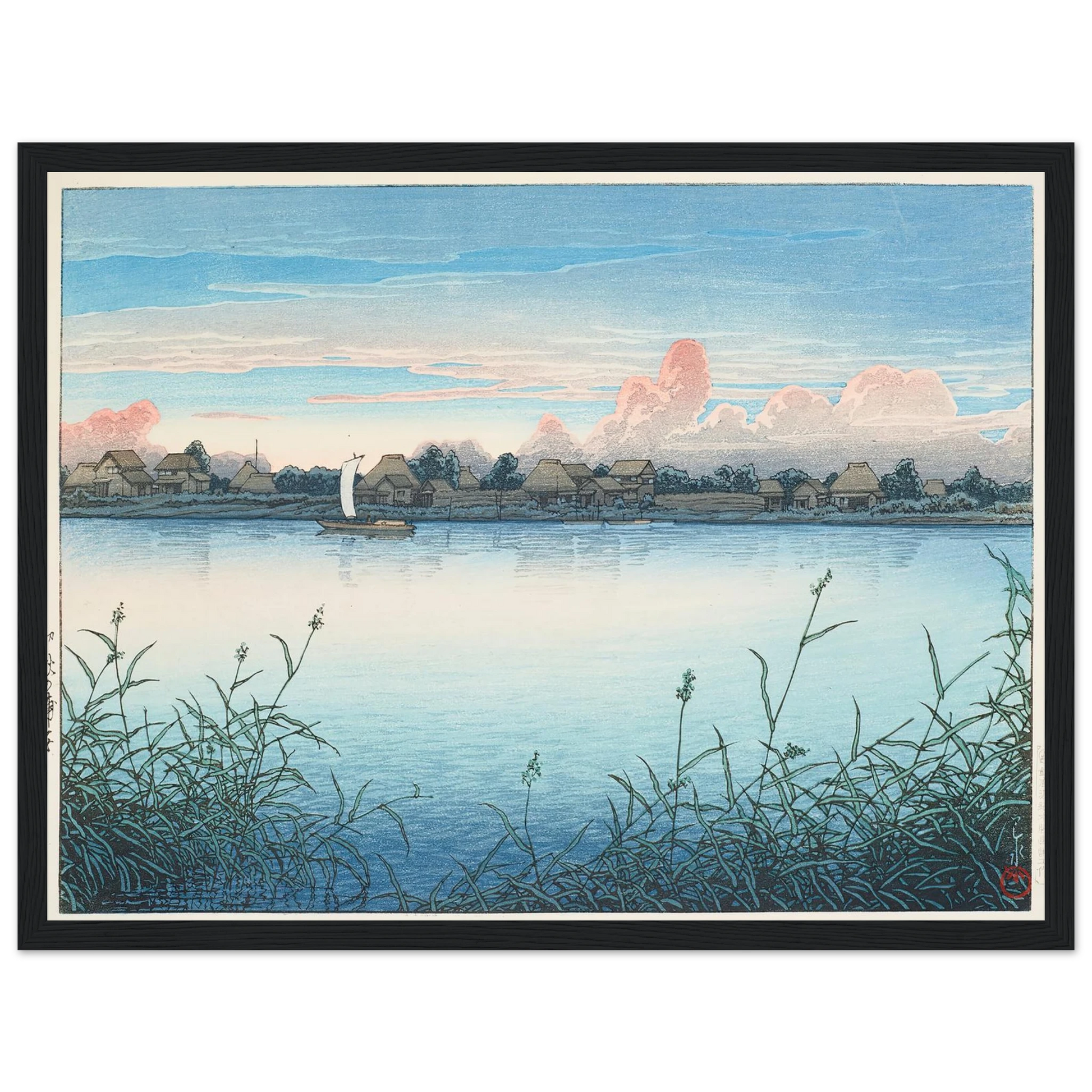 Shugetsu no Urayasu (Urayasu in early autumn) (1931) Art Print | Kawase Hasui - Framed Poster - 30x40 cm / 12x16″ - Black frame