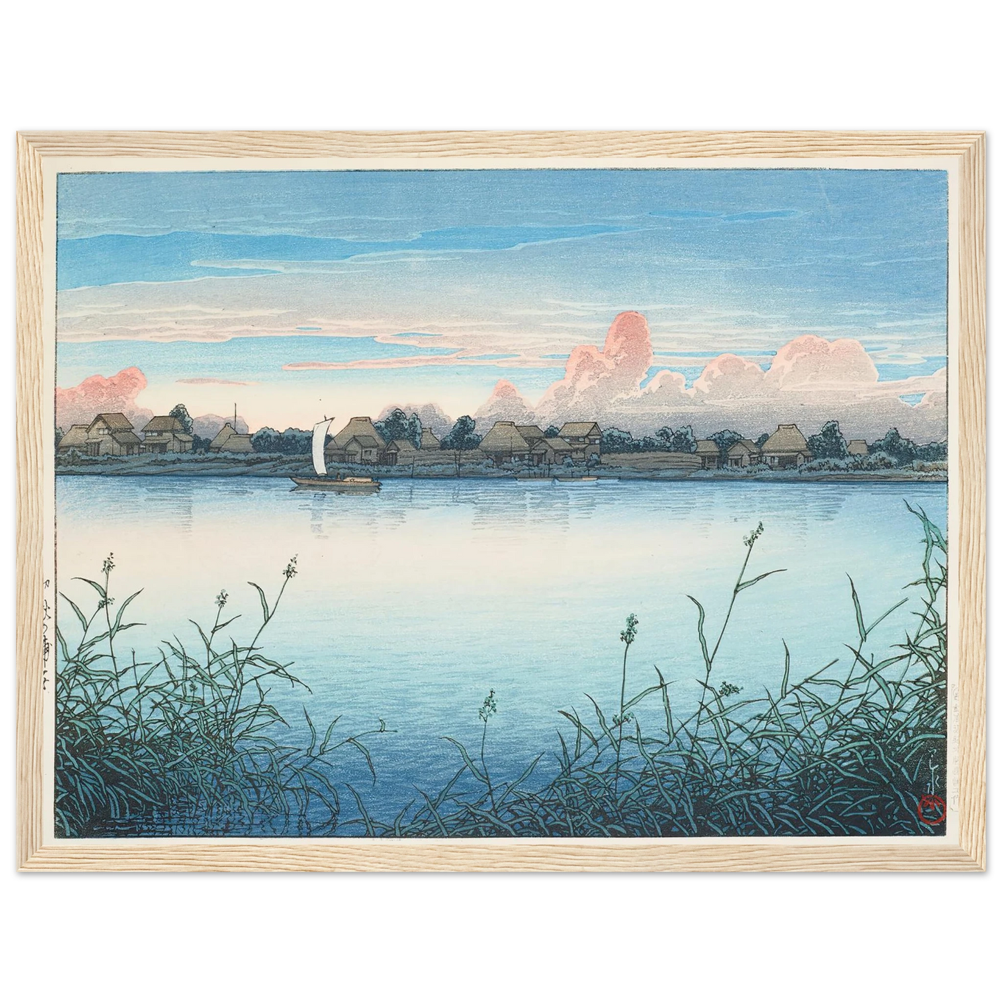Shugetsu no Urayasu (Urayasu in early autumn) (1931) Art Print | Kawase Hasui - Framed Poster - 30x40 cm / 12x16″ - Black frame