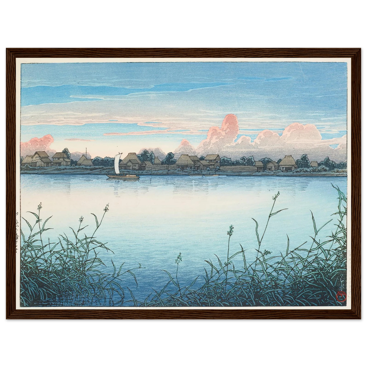 Shugetsu no Urayasu (Urayasu in early autumn) (1931) Art Print | Kawase Hasui - Framed Poster - 30x40 cm / 12x16″ - Black frame