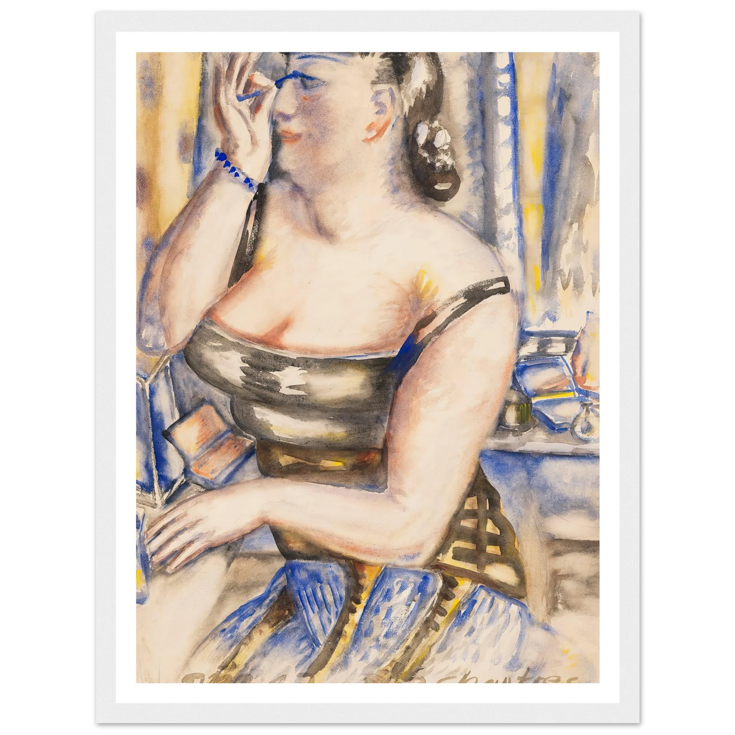 Sich schminkende Diva (1943) Art Print | Paul Kleinschmidt - Framed Poster - 30x40 cm / 12x16″ - Black frame