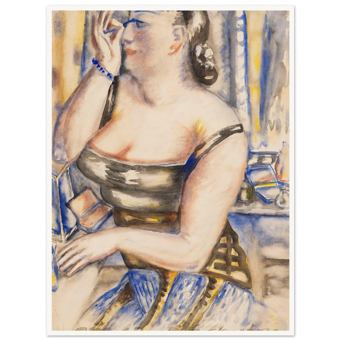 Sich schminkende Diva (1943) Art Print | Paul Kleinschmidt - Framed Poster - 30x40 cm / 12x16″ - Black frame