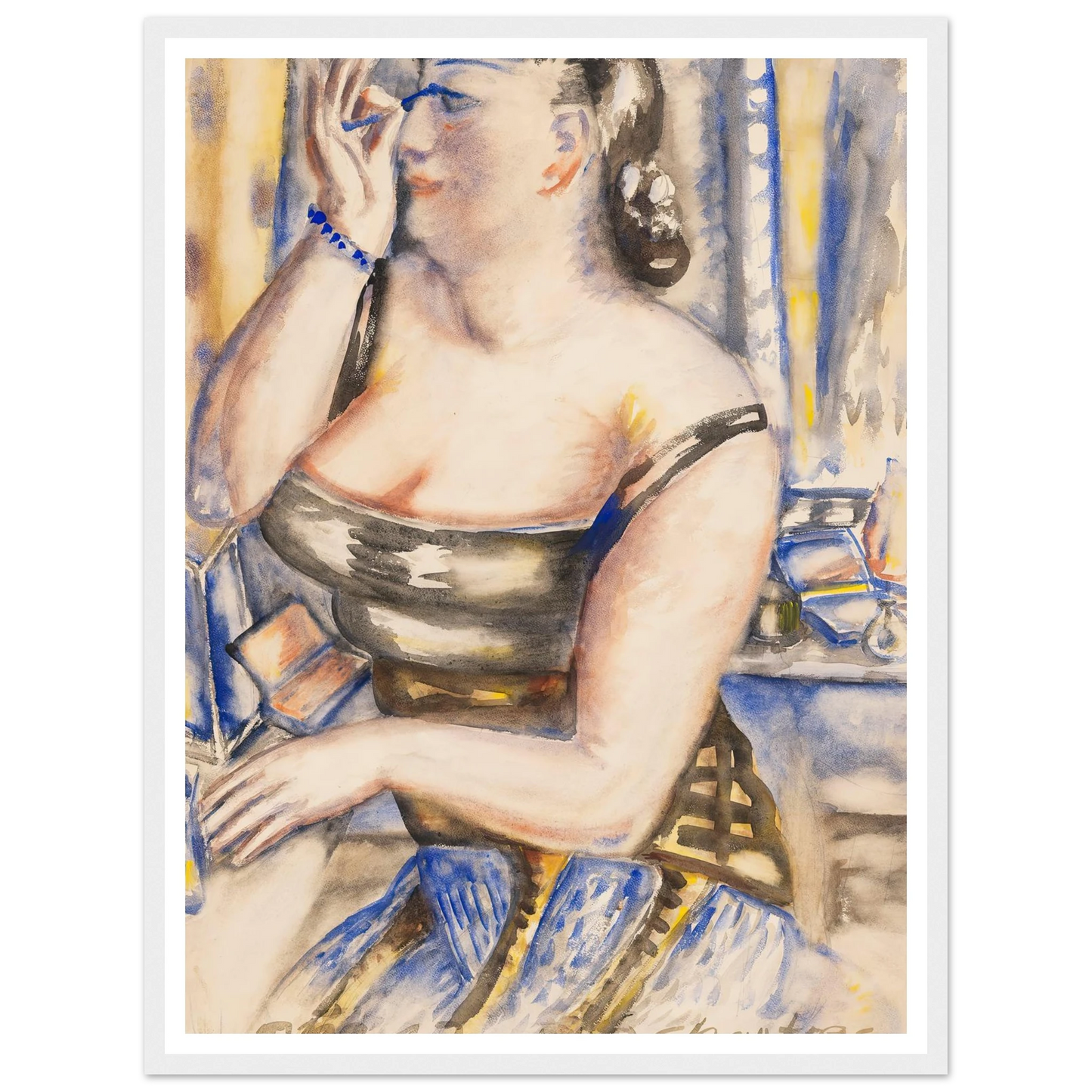 Sich schminkende Diva (1943) Art Print | Paul Kleinschmidt - Framed Poster - 30x40 cm / 12x16″ - Black frame