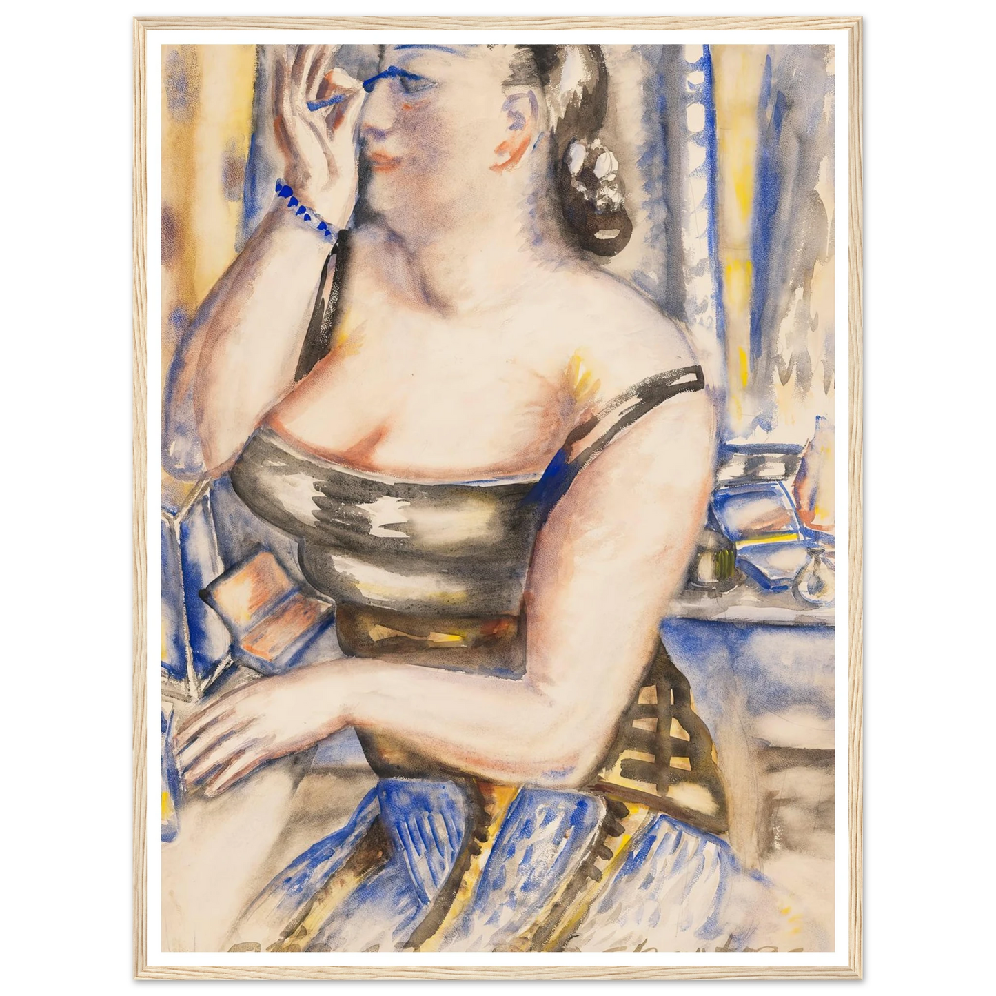 Sich schminkende Diva (1943) Art Print | Paul Kleinschmidt - Framed Poster - 30x40 cm / 12x16″ - Black frame