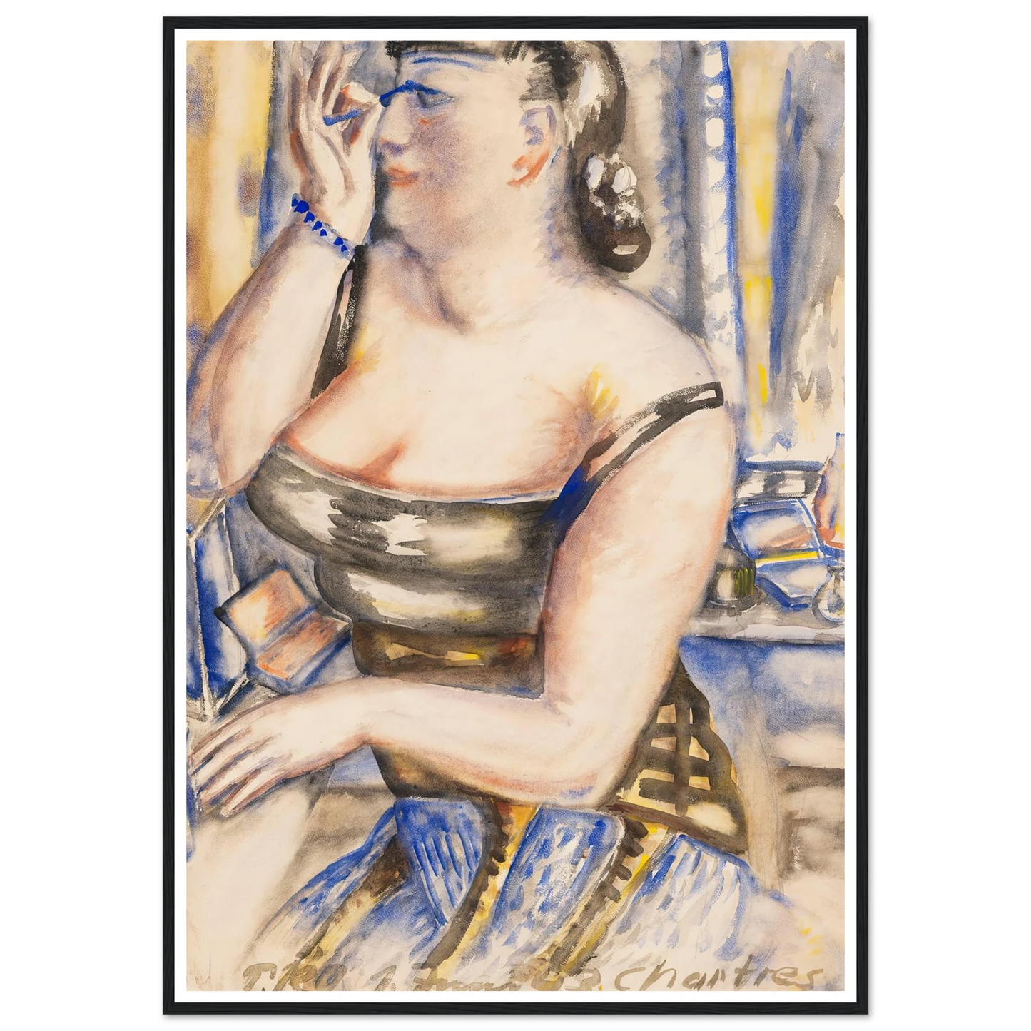 Sich schminkende Diva (1943) Art Print | Paul Kleinschmidt - Framed Poster - 30x40 cm / 12x16″ - Black frame