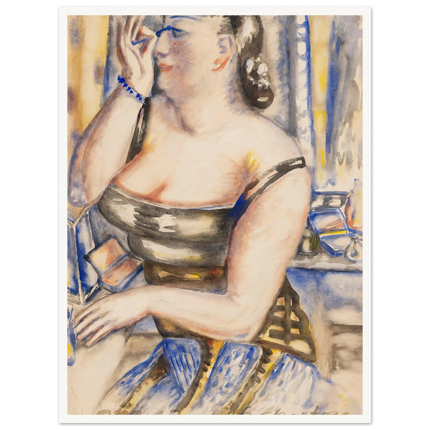 Sich schminkende Diva (1943) Art Print | Paul Kleinschmidt - Framed Poster - 30x40 cm / 12x16″ - Black frame