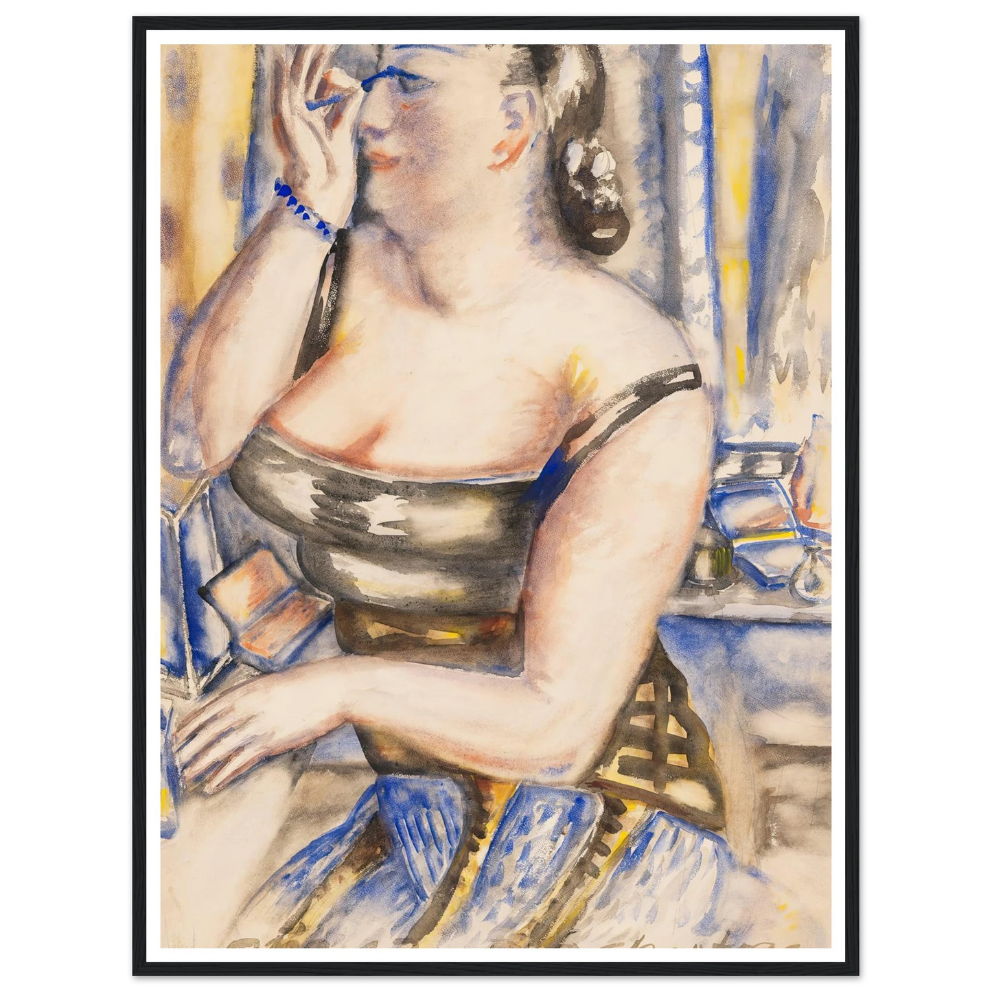 Sich schminkende Diva (1943) Art Print | Paul Kleinschmidt - Framed Poster - 30x40 cm / 12x16″ - Black frame