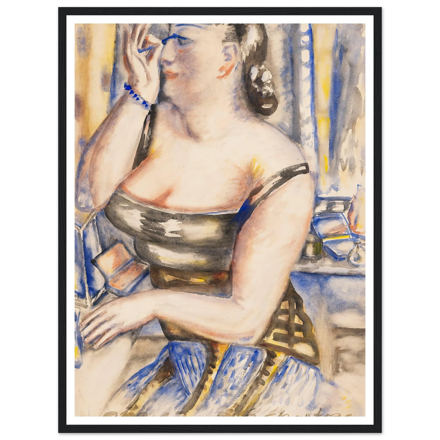 Sich schminkende Diva (1943) Art Print | Paul Kleinschmidt - Framed Poster - 30x40 cm / 12x16″ - Black frame