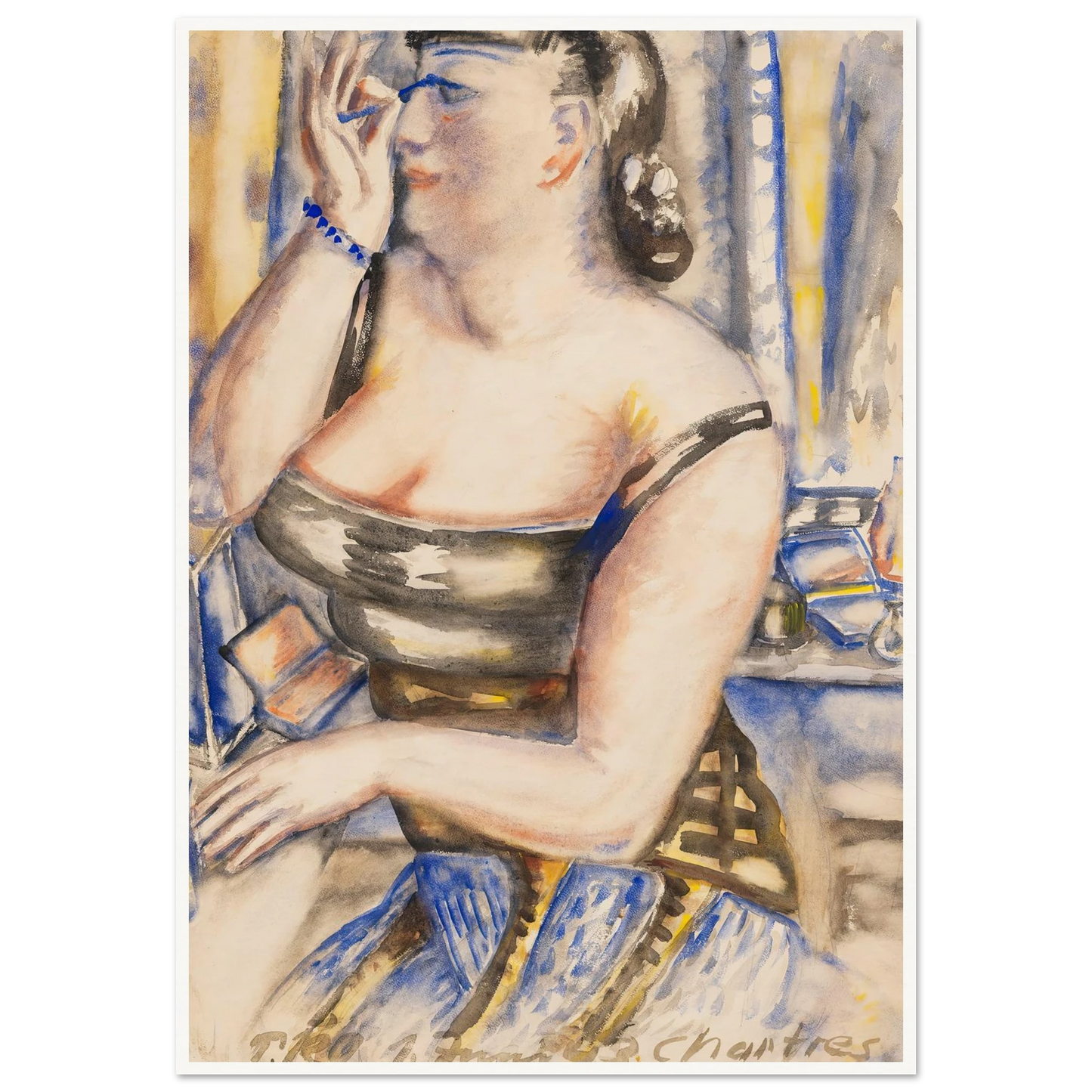 Sich schminkende Diva (1943) Art Print | Paul Kleinschmidt - Framed Poster - 30x40 cm / 12x16″ - Black frame