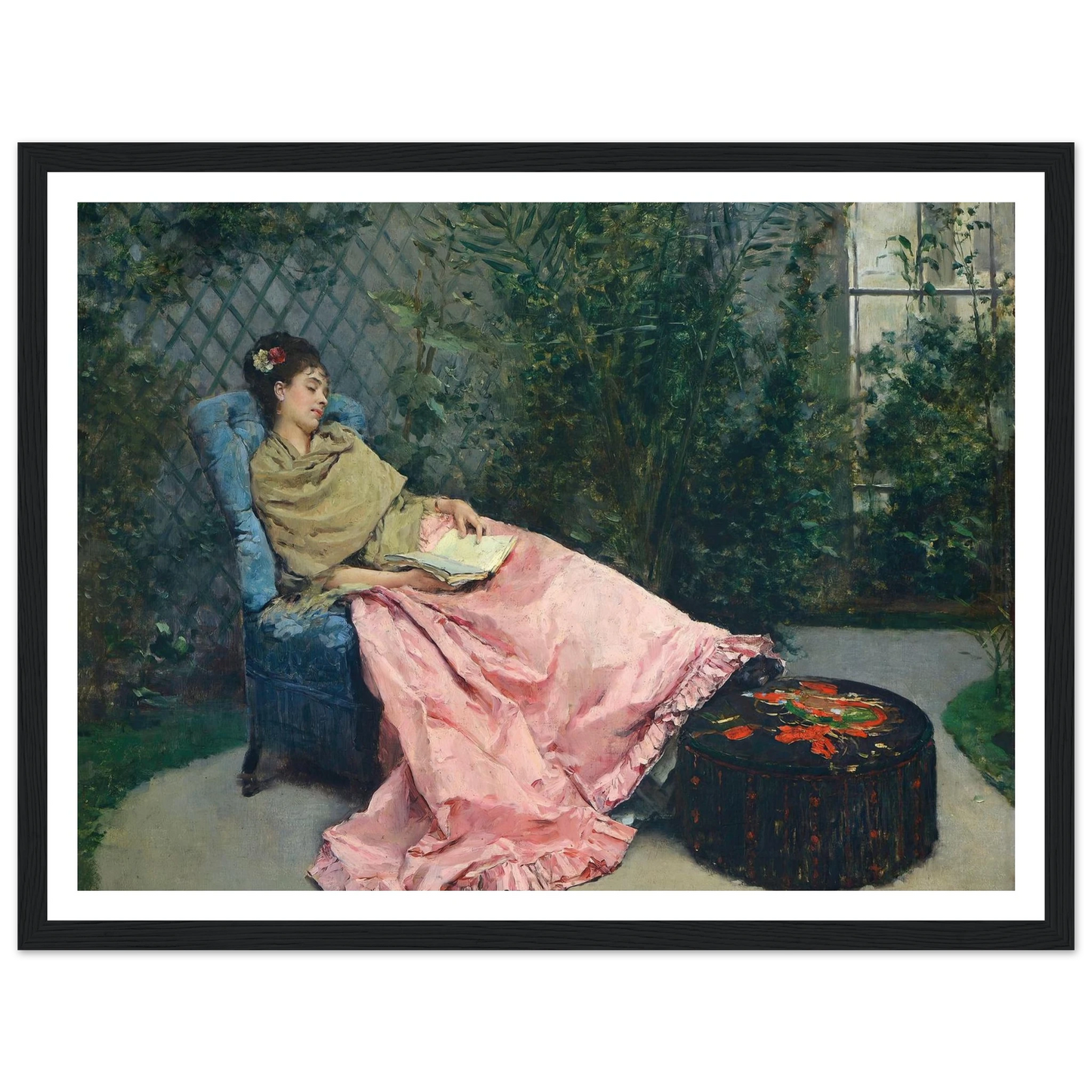 Siesta Art Print | Raimundo de Madrazo y Garreta - Framed Poster - 30x40 cm / 12x16″ - Black frame