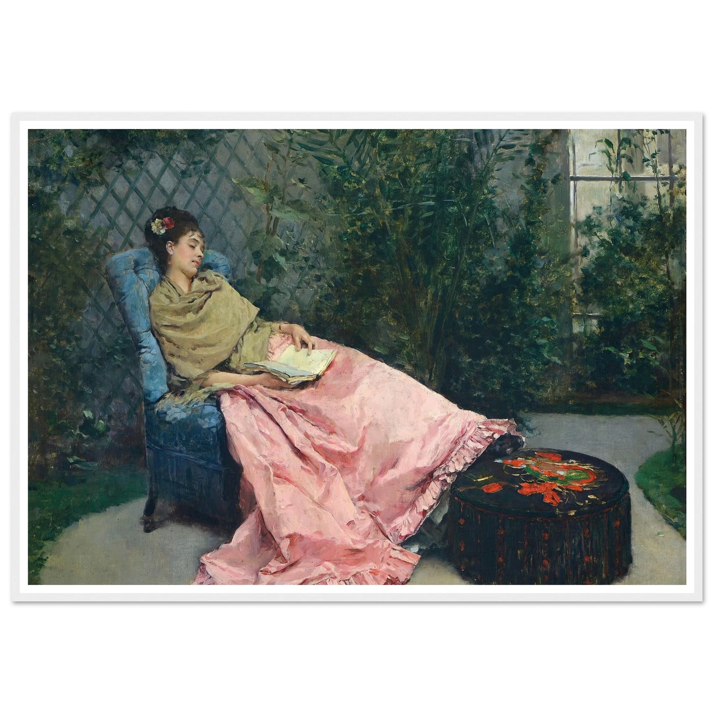Siesta Art Print | Raimundo de Madrazo y Garreta - Framed Poster - 30x40 cm / 12x16″ - Black frame