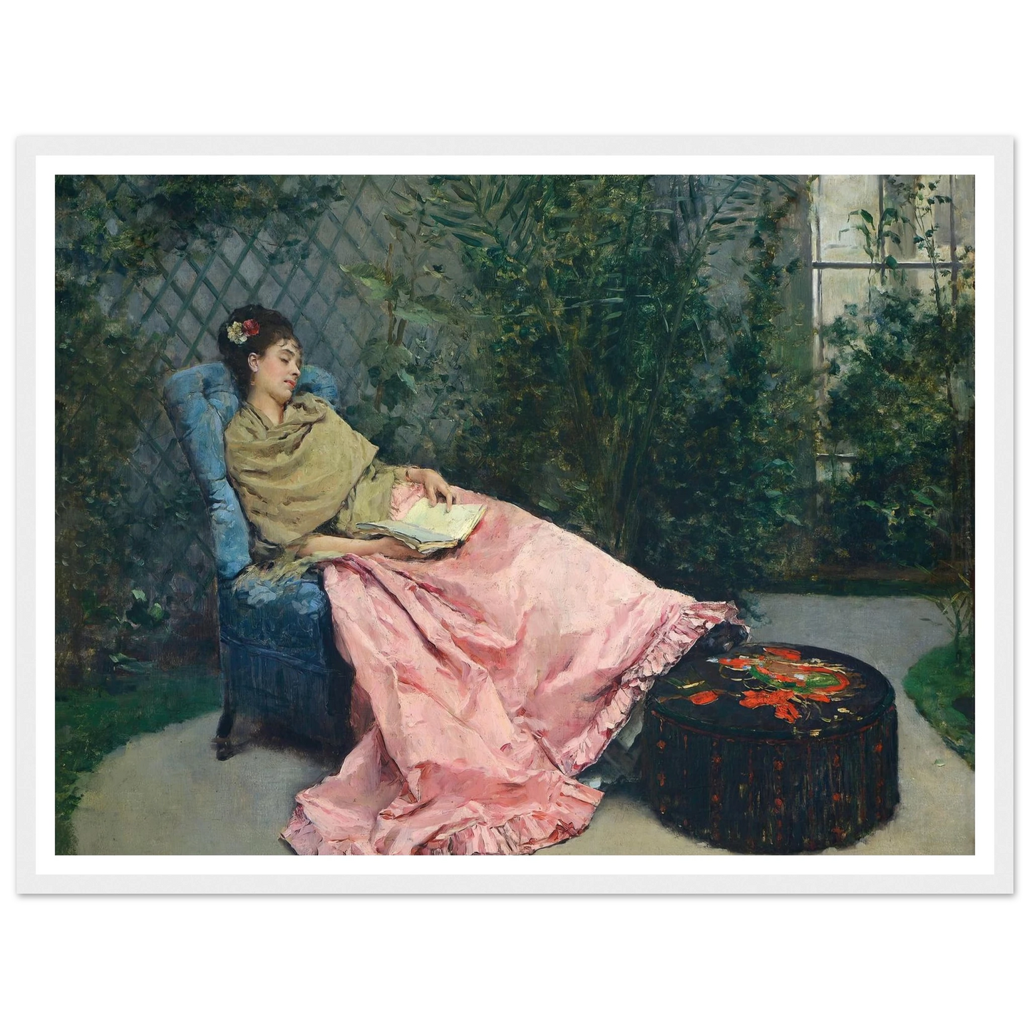 Siesta Art Print | Raimundo de Madrazo y Garreta - Framed Poster - 30x40 cm / 12x16″ - Black frame