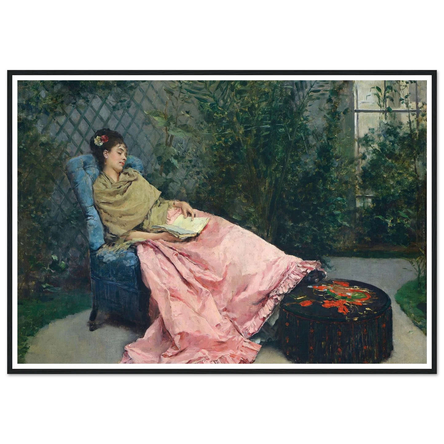 Siesta Art Print | Raimundo de Madrazo y Garreta - Framed Poster - 30x40 cm / 12x16″ - Black frame