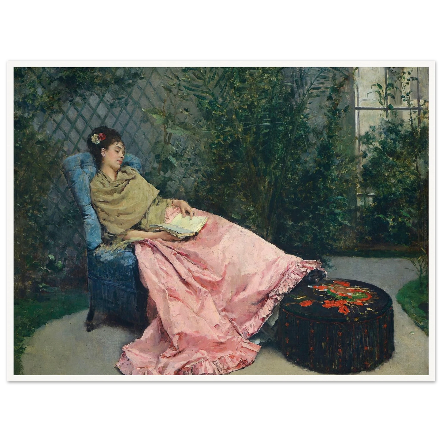Siesta Art Print | Raimundo de Madrazo y Garreta - Framed Poster - 30x40 cm / 12x16″ - Black frame