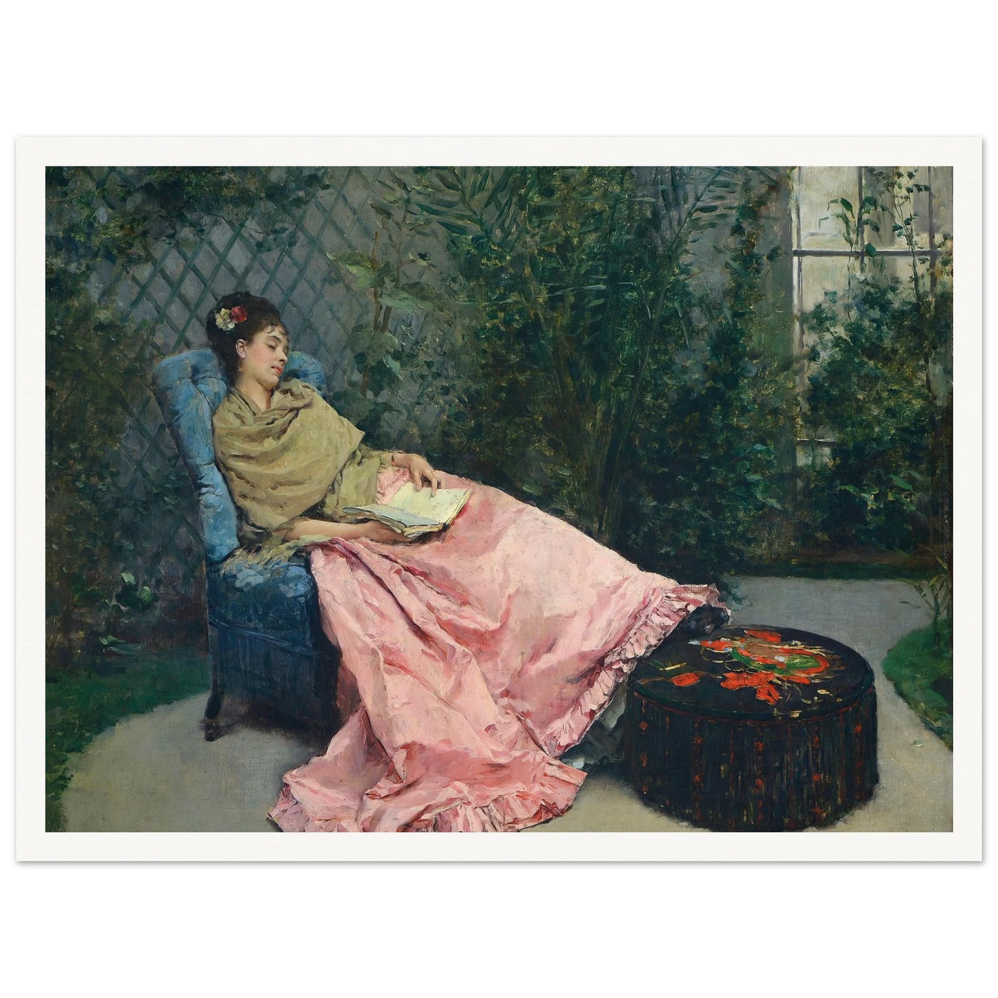 Siesta Art Print | Raimundo de Madrazo y Garreta - Framed Poster - 30x40 cm / 12x16″ - Black frame