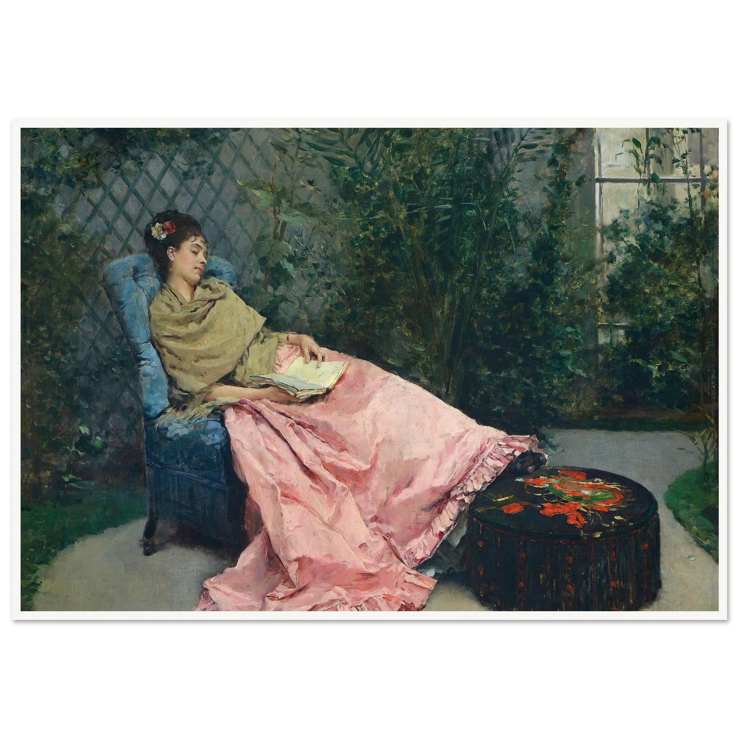 Siesta Art Print | Raimundo de Madrazo y Garreta - Framed Poster - 30x40 cm / 12x16″ - Black frame
