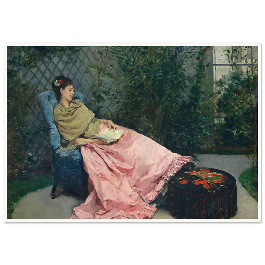 Siesta Art Print | Raimundo de Madrazo y Garreta - Framed Poster - 30x40 cm / 12x16″ - Black frame