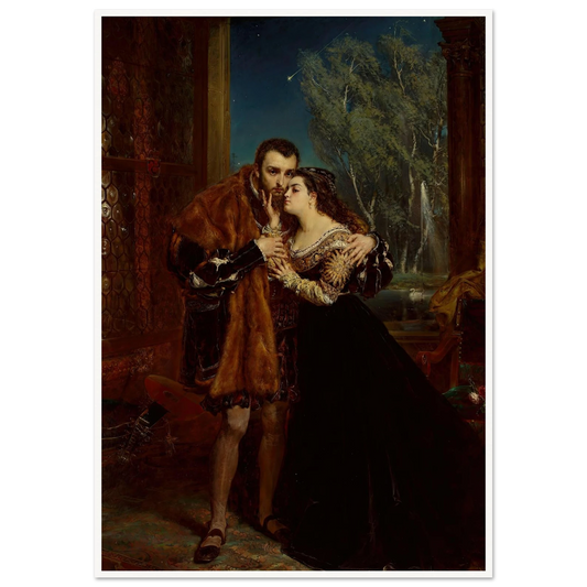 Sigismund Augustus with Barbara at the Radziwiłł court in Vilnius (1867) Art Print | Jan Matejko - Framed Poster - 30x40 cm / 12x16″ - Black frame
